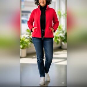 NWT Allison Daley Plus Sz 3X Chili Red Zip Jacket Faux Suede Mock Neck Ladycore